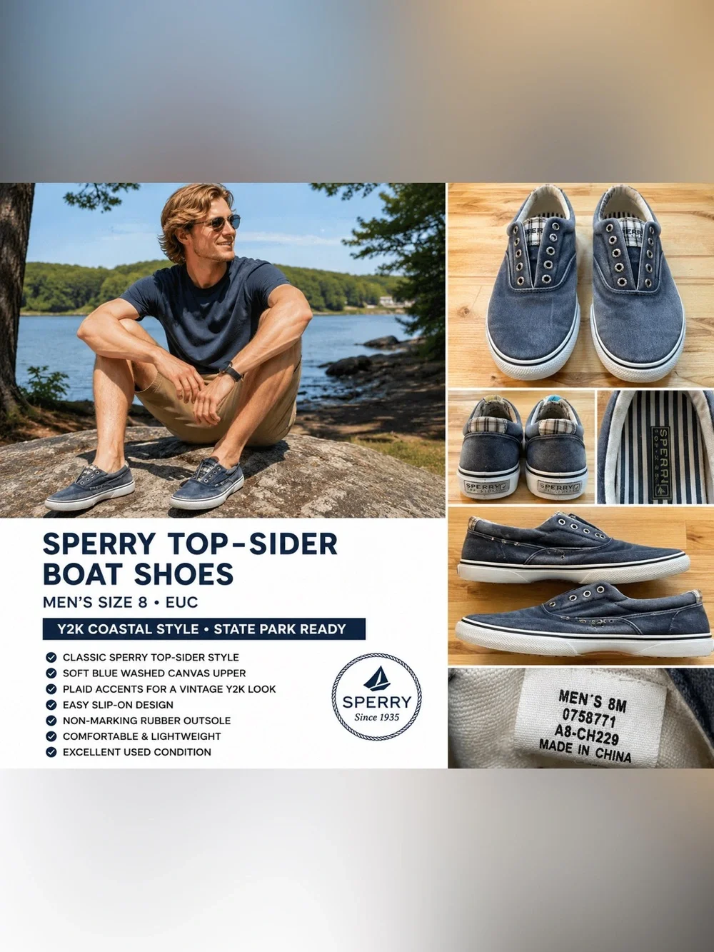 Sperry Men’s Blue Canvas Boat Shoes
